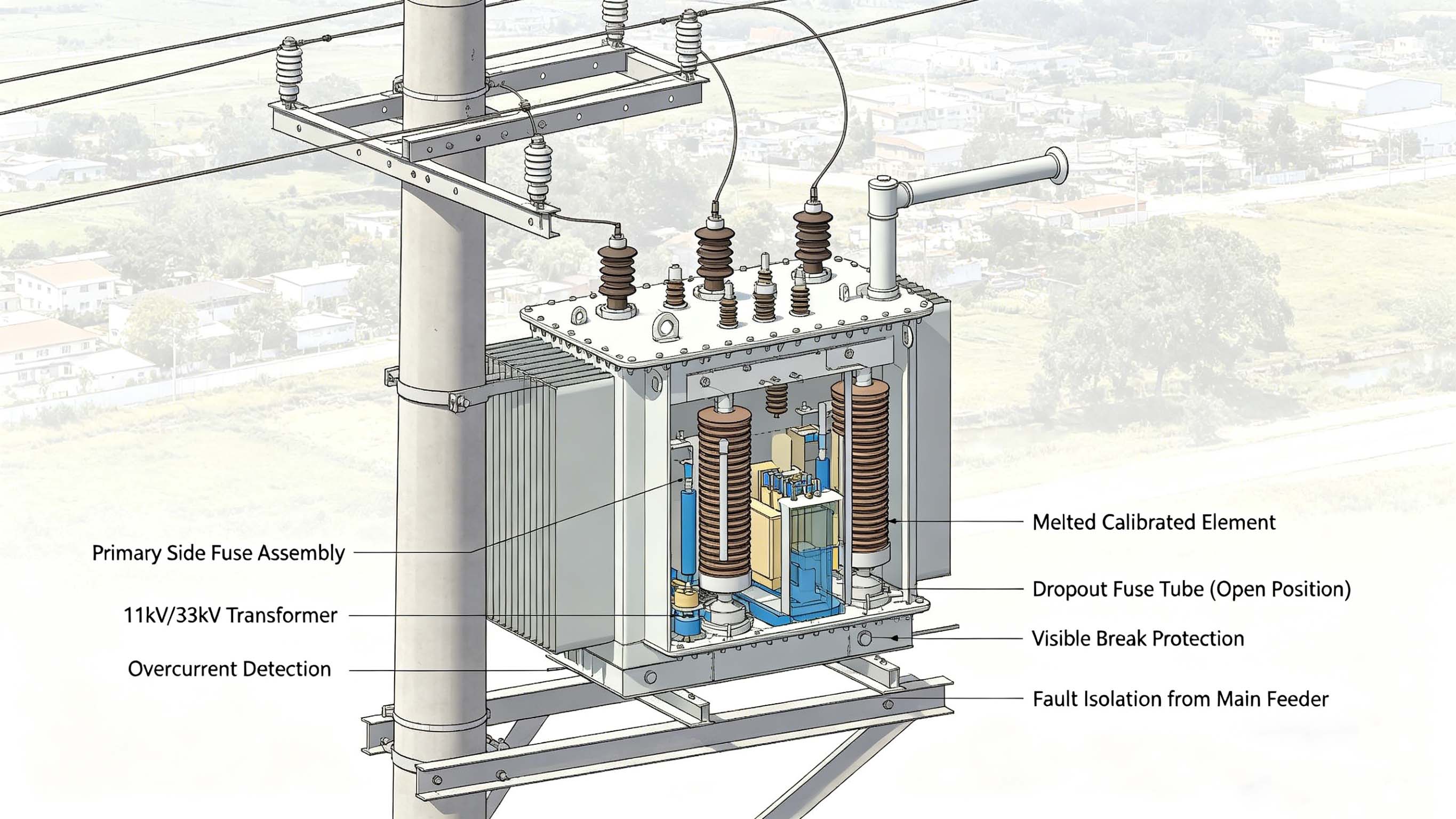 Conjunto completo de fusíveis do sistema de energia elétrica para transformador de distribuição FT-CFA1 para fornecedor da China