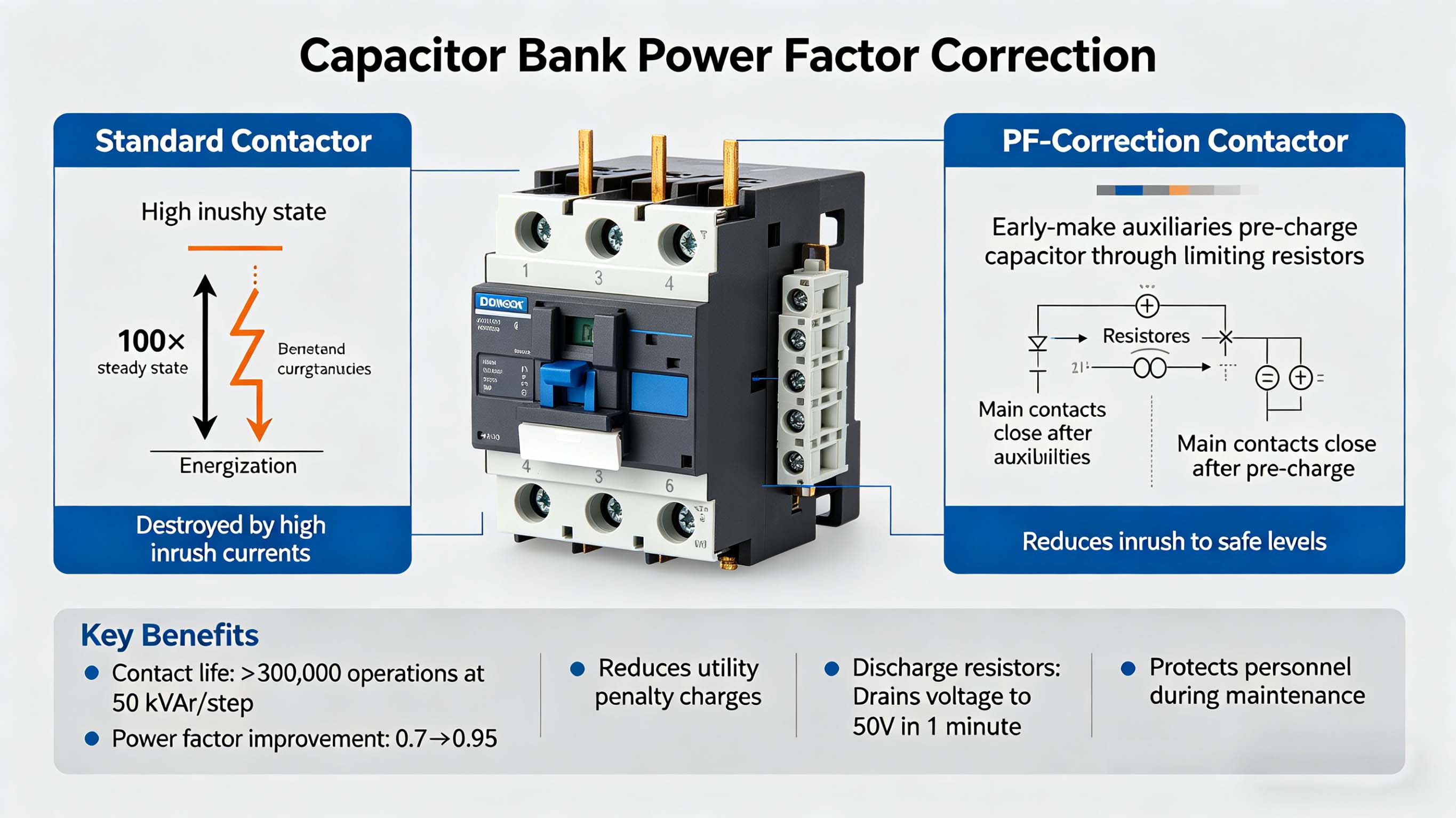 Contator de sistema de energia elétrica para controle de motor de indução trifásico F-C1 para exportador da China