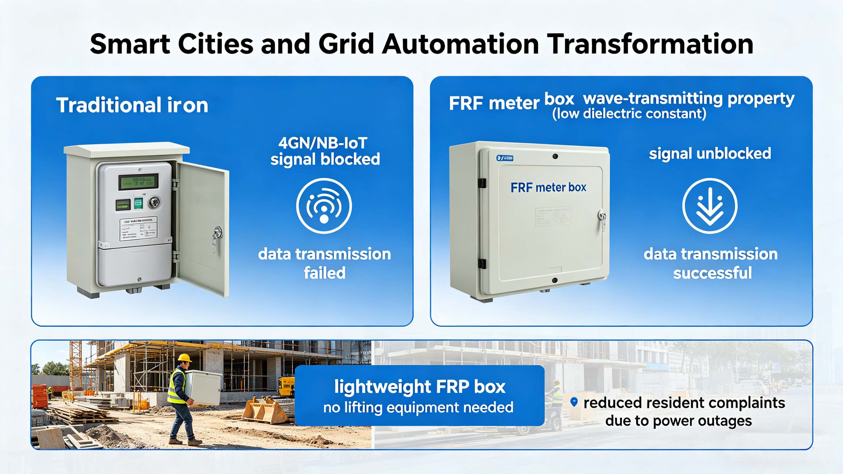 Armário de medidor elétrico de fibra de vidro GFRP FRP para apartamento de arranha-céus FT-EMCn-10